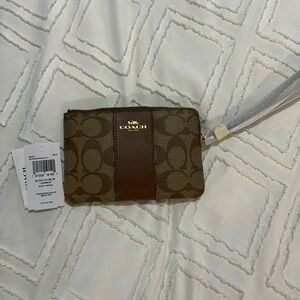 Coach Khaki Saddle Wallet Wristlet